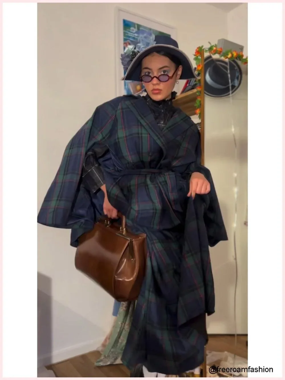High Waist A-Line Plaid Maxi Skirt with Pockets, Two Ways Wear, Cotton Blend,